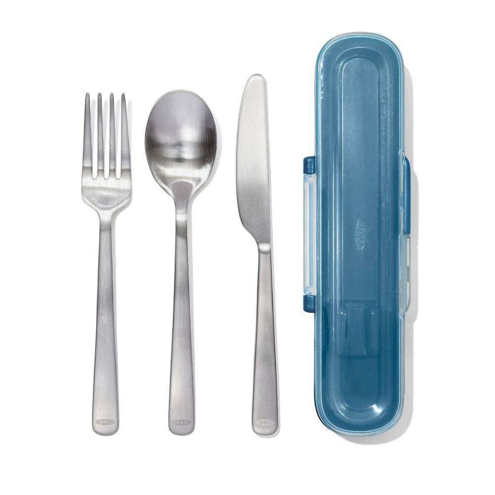 Prep & Go Stainless Steel Utensils With Case - Ocean Blue Q0