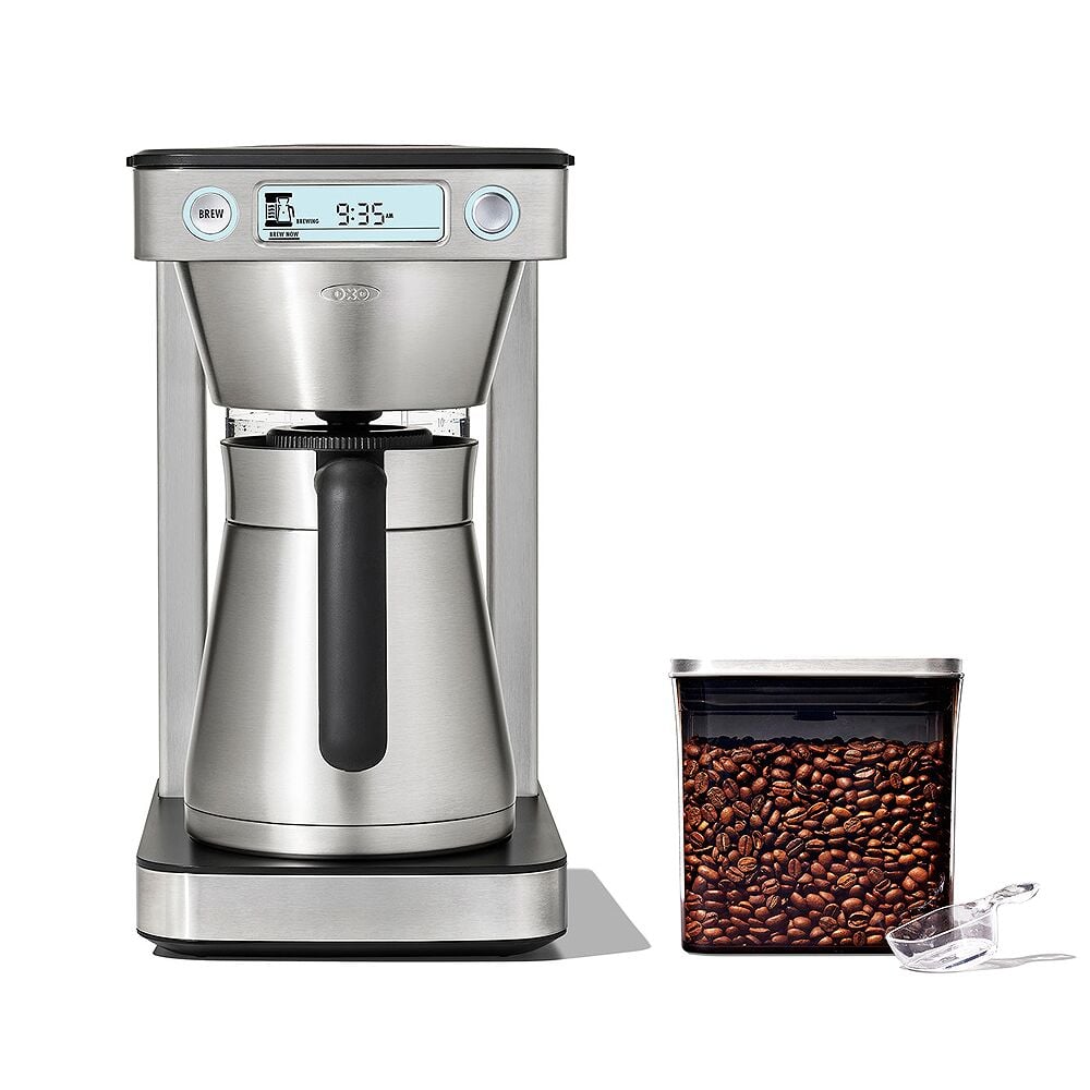 12-Cup Coffee Maker with Podless Single-Serve Function & Steel Coffee POP Container (1.7 Qt) with Scoop Bundle Z2