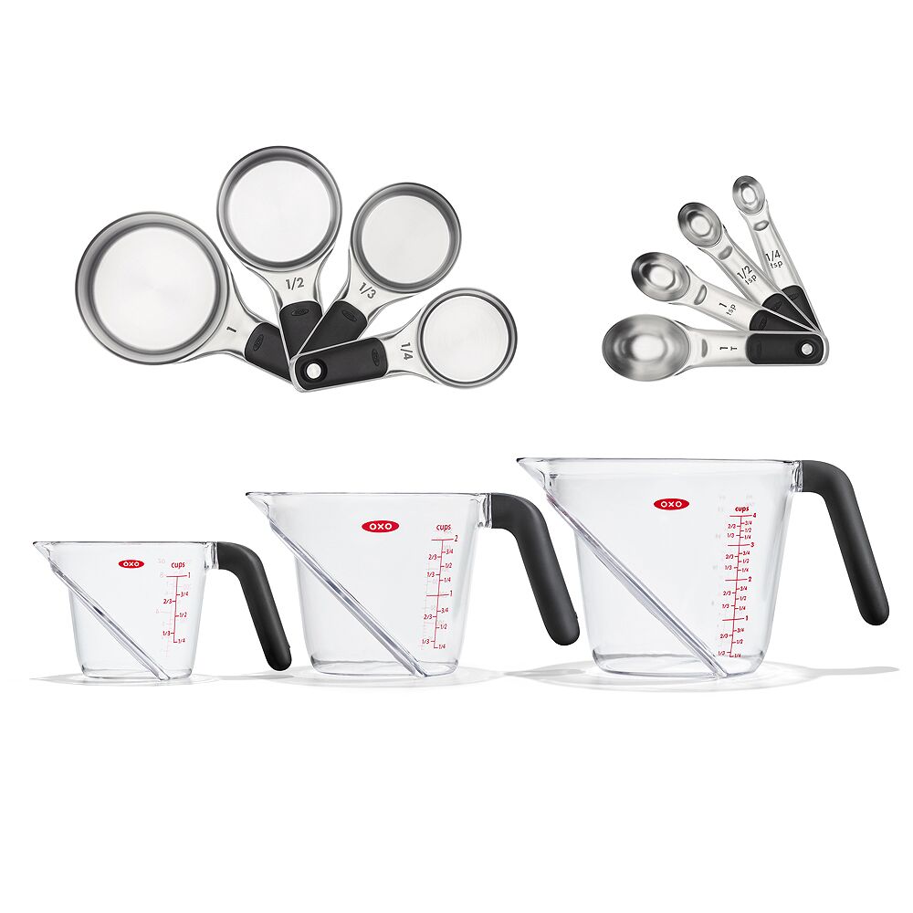 3 Piece Angled Measuring Cup Set & Stainless Steel Measuring Cups and Spoons Set Bundle G9