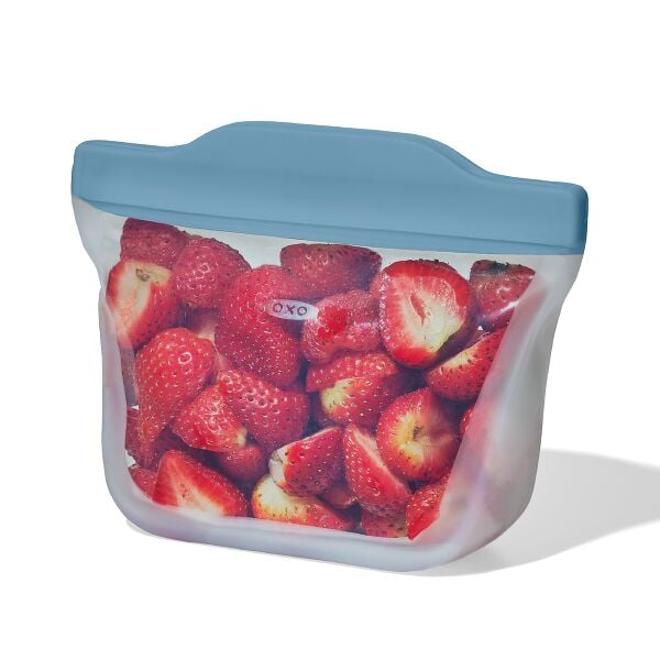 Silicone Reusable Bag Stand-Up Snack (12 oz) - Ocean Blue K9