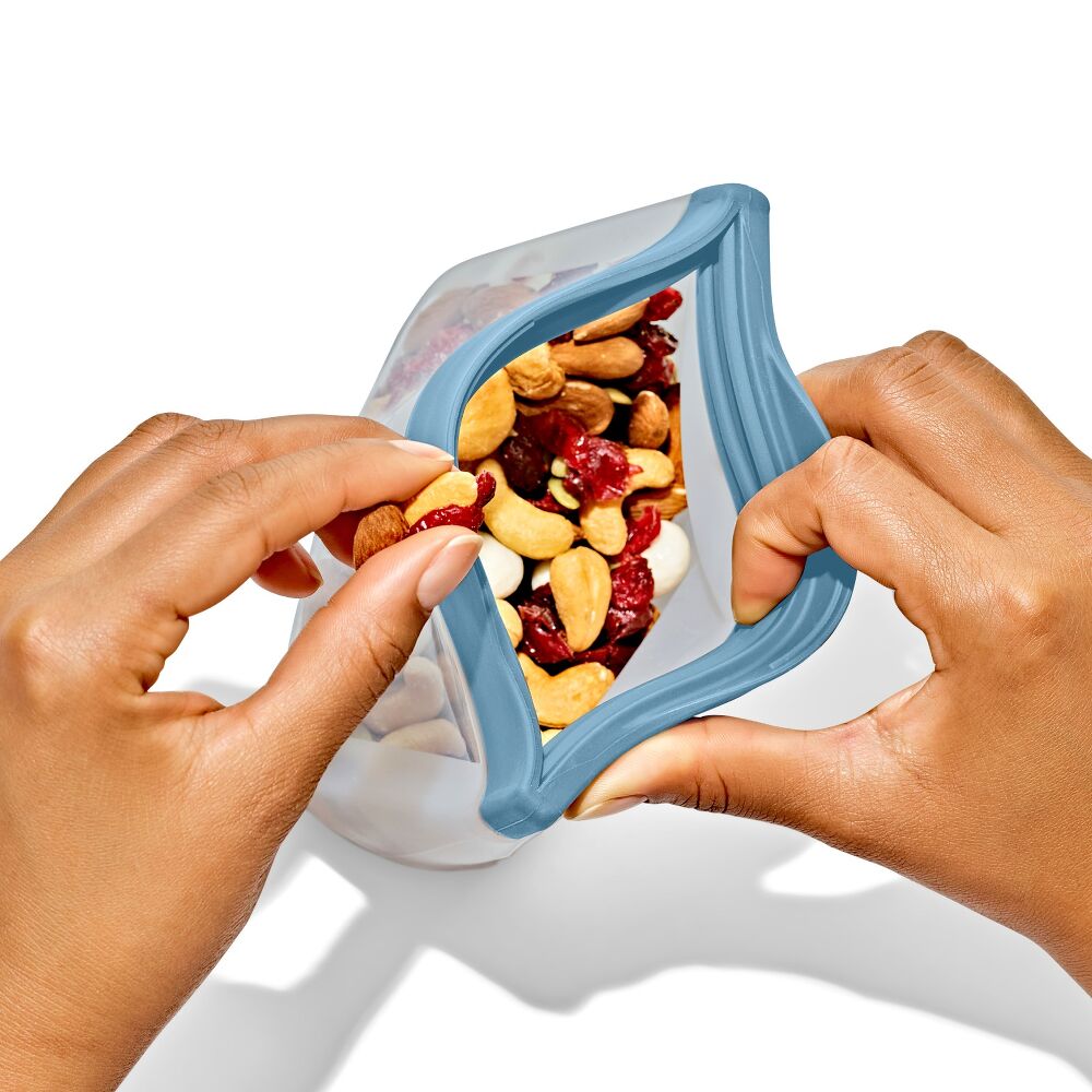 Silicone Reusable Bag Stand-Up Snack (12 oz) - Ocean Blue K9