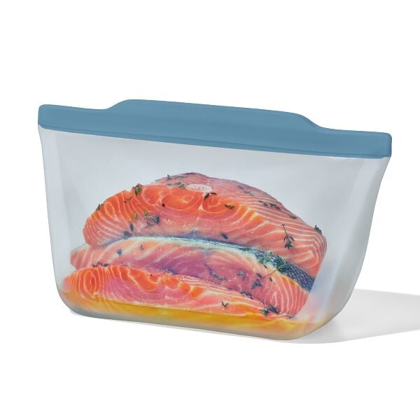 Silicone Reusable Bag Stand-Up Half Gallon (64 oz) - Ocean Blue V1