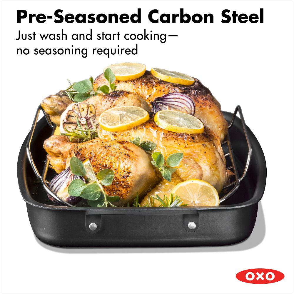Carbon Steel Obsidian Series Roaster with Rack D8