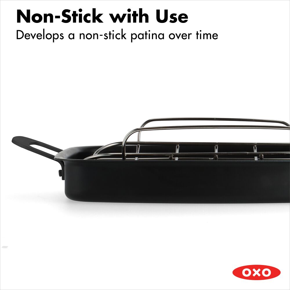 Carbon Steel Obsidian Series Roaster with Rack D8