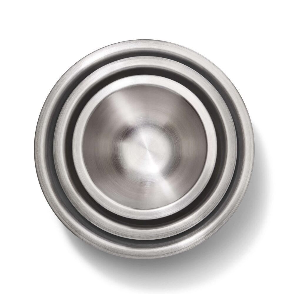 3-Piece Stainless Steel Mixing Bowl Set - Blue/Gray S2
