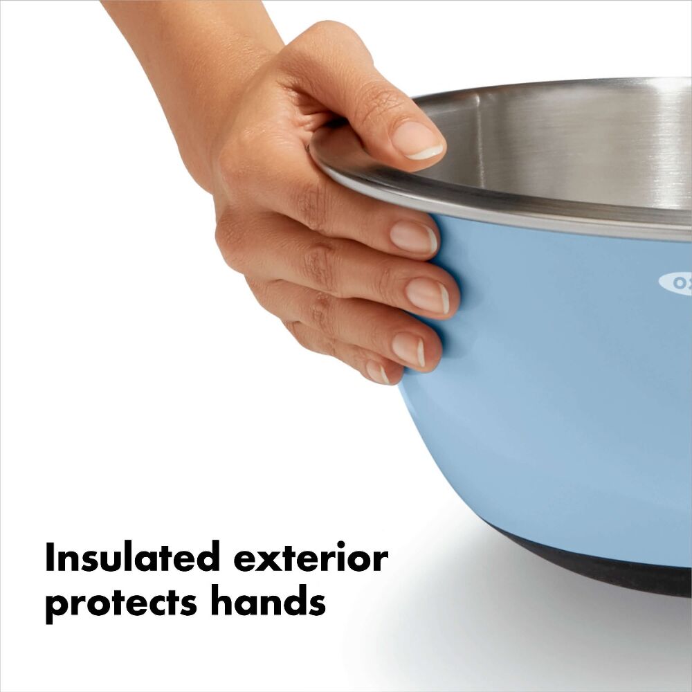 3-Piece Stainless Steel Mixing Bowl Set - Blue/Gray S2