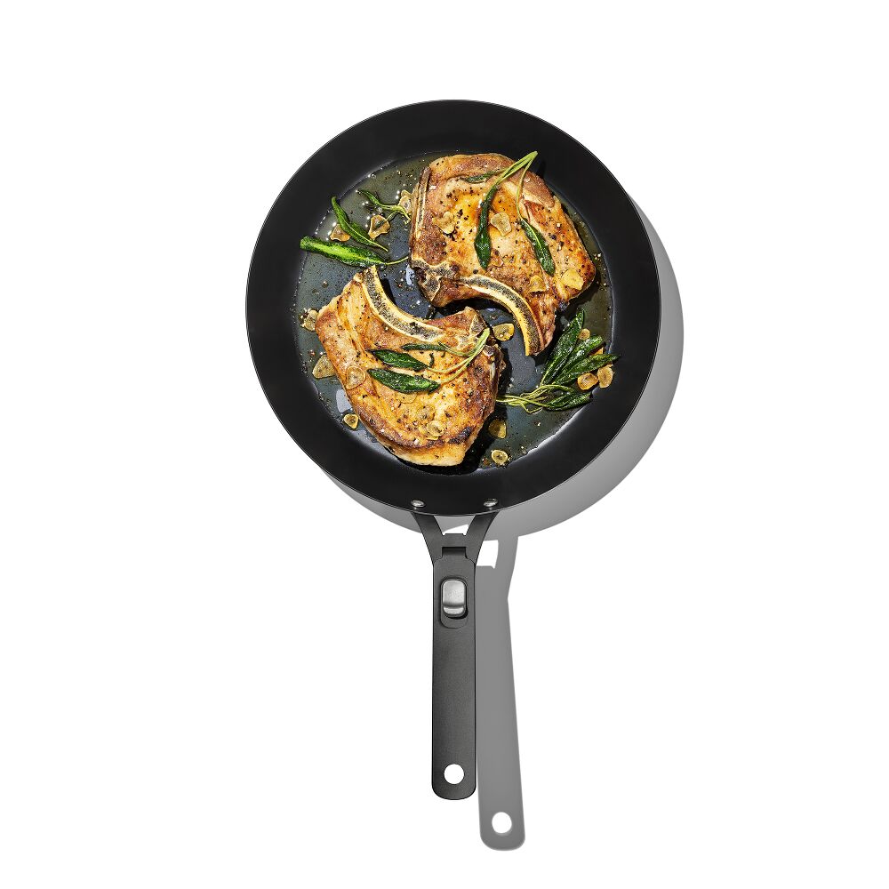 Outdoor 12-inch Carbon Steel Pan with Removable Handle F6