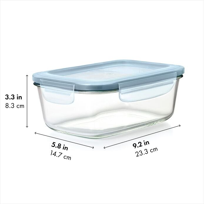 Smart Seal 8-Cup Glass Rectangle Container - Arctic Blue E3
