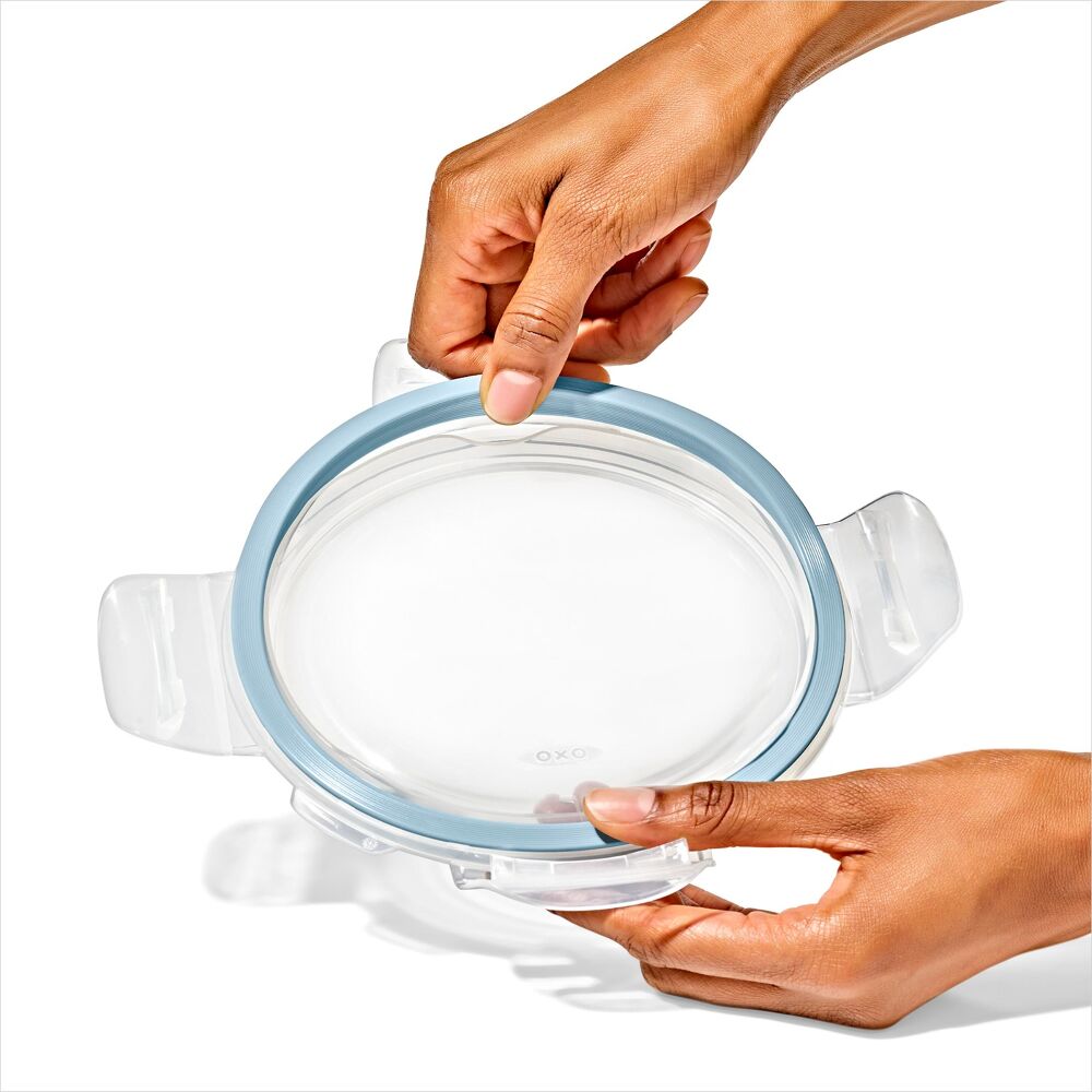 Smart Seal 4-Cup Glass Round Container - Arctic Blue P4