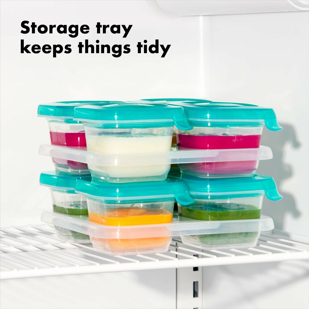 4 oz Baby Blocks™ Silicone Freezer Storage Containers - Tot Teal N8