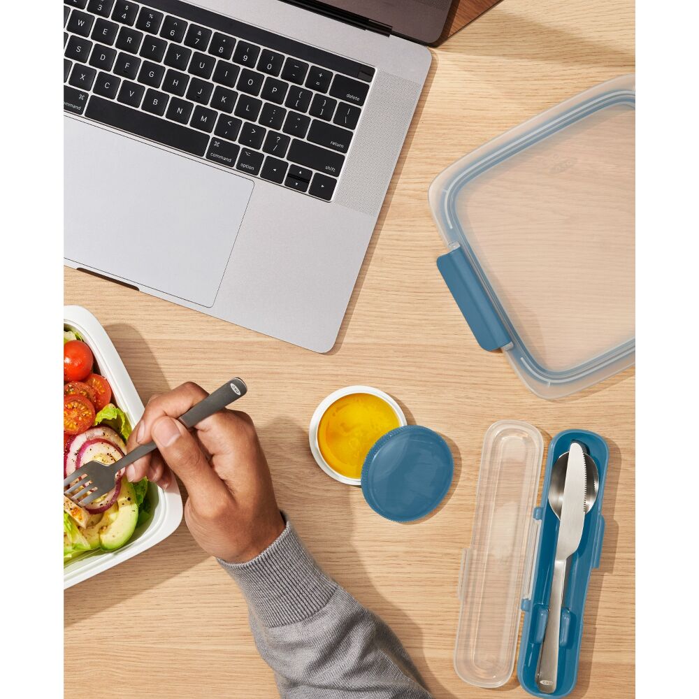 Prep & Go Stainless Steel Utensils With Case - Ocean Blue Q0