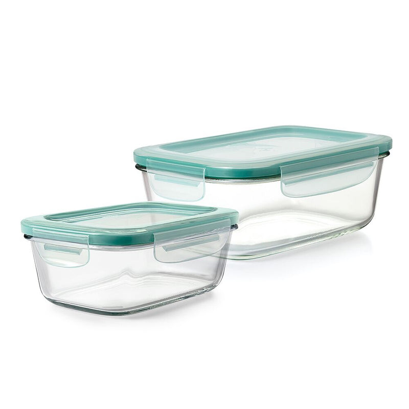 8 Cup Smart Seal Glass Rectangle Container & 3.5 Cup Smart Seal Glass Rectangle Container Bundle U4