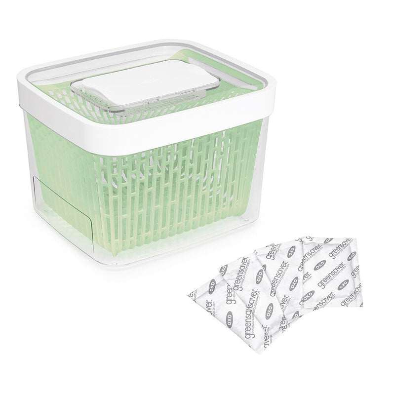 GreenSaver Produce Keeper (4.3 Qt) & GreenSaver Carbon Filter Refills - 4 Pack Bundle M7