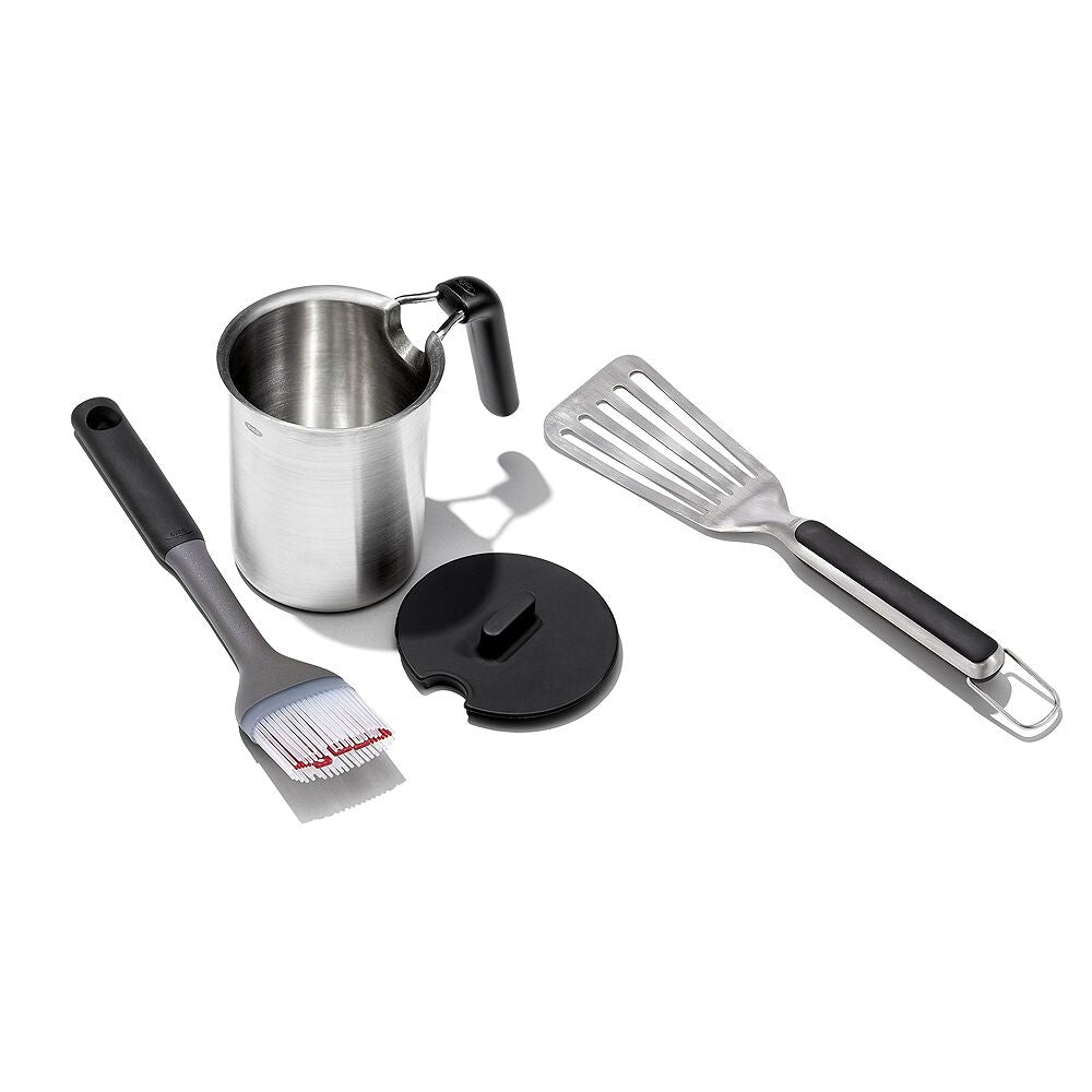 Grilling Basting Pot and Brush Set & Grilling Precision Turner Bundle T7
