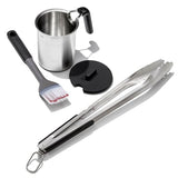Grilling Basting Pot and Brush Set & Grilling Tongs with Built-In Bottle Opener Bundle I4