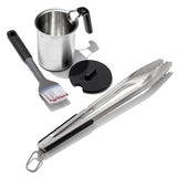 Grilling Basting Pot and Brush Set & Grilling Tongs with Built-In Bottle Opener Bundle I4