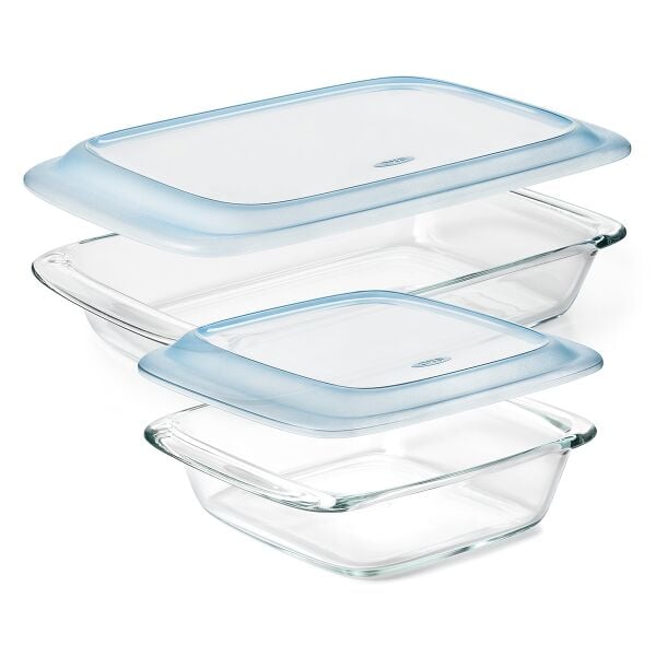 Glass Baking Dish with Lid (2.0 Qt) & Glass Baking Dish with Lid (3.0 Qt) Bundle V7