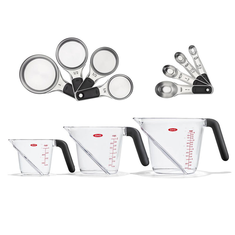 3 Piece Angled Measuring Cup Set & Stainless Steel Measuring Cups and Spoons Set Bundle G9