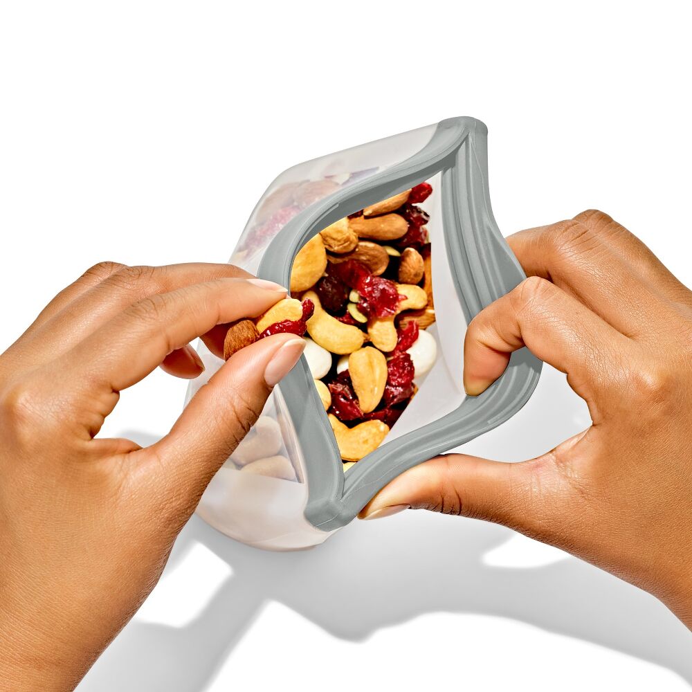 Silicone Reusable Bag  Stand-Up Snack (12 oz) - Fog G5