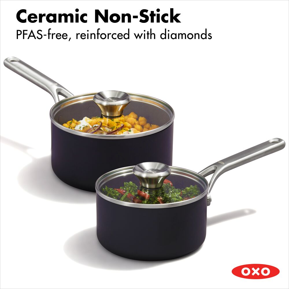 Ceramic Professional Non-Stick 4-Piece Saucepan Set (1.7 Qt & 2.3 Qt) N6