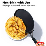Obsidian Carbon Steel 10-Inch Crêpe Pan with Silicone Sleeve D0