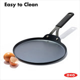 Obsidian Carbon Steel 10-Inch Crêpe Pan with Silicone Sleeve D0