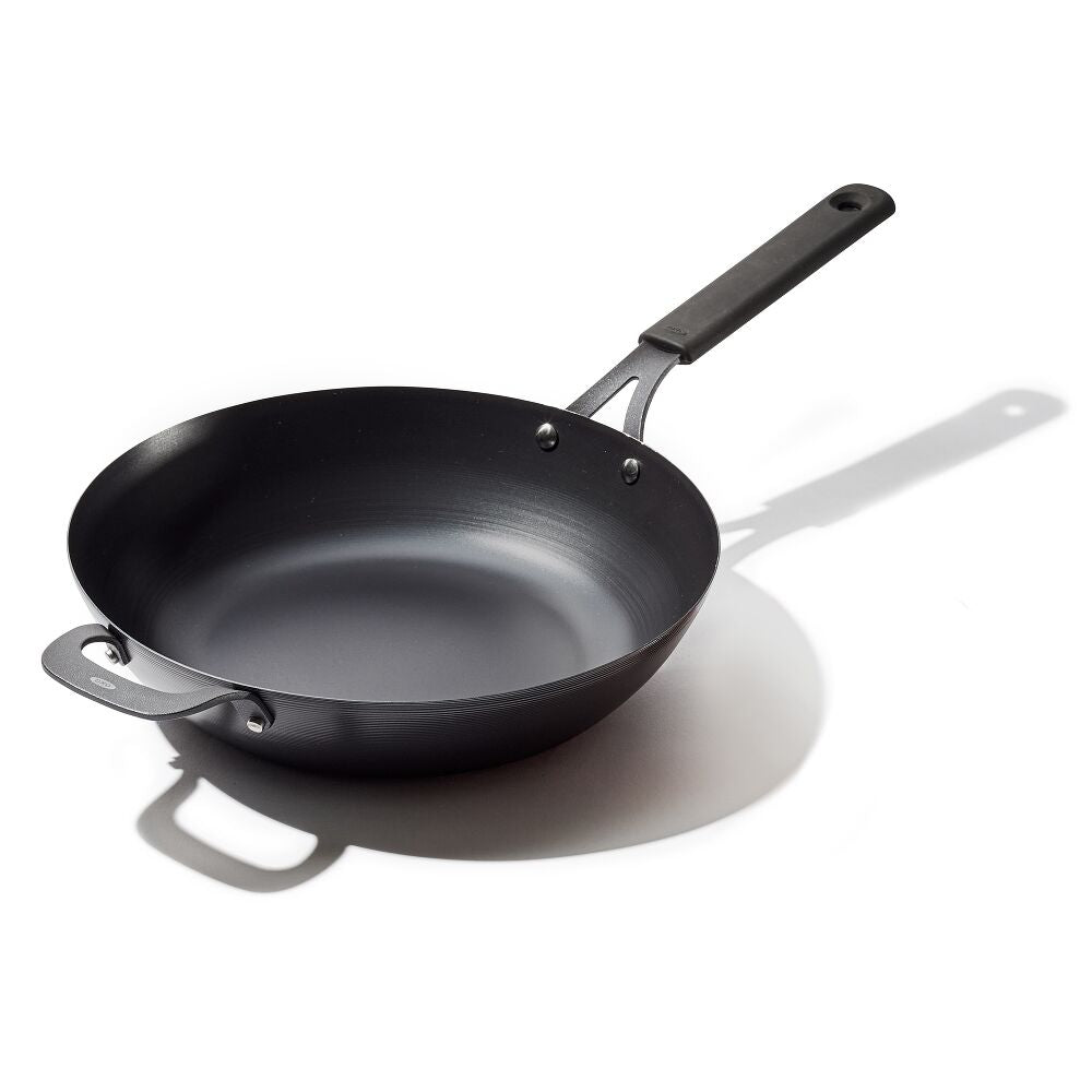 Carbon Steel Obsidian Series 12-Inch Wok with Silicone Sleeve O6