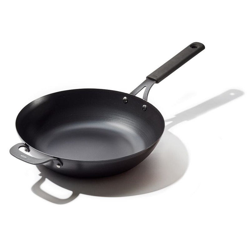 Carbon Steel Obsidian Series 12-Inch Wok with Silicone Sleeve O6