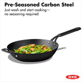 Carbon Steel Obsidian Series 12-Inch Wok with Silicone Sleeve O6