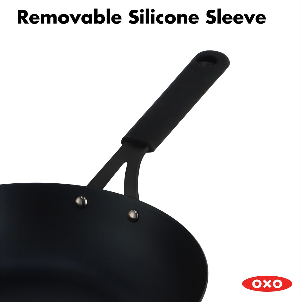 Carbon Steel Obsidian Series 12-Inch Wok with Silicone Sleeve O6
