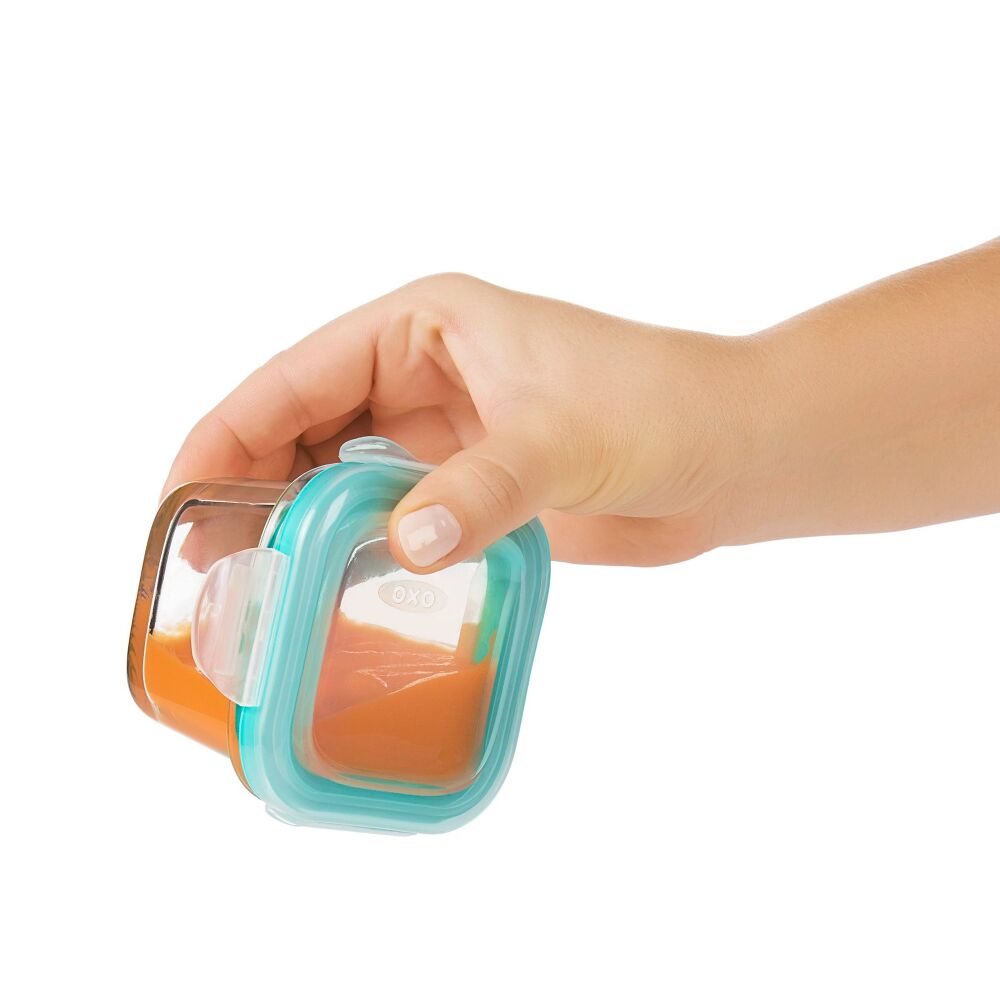 Baby Blocks Glass Food Storage Containers 4 Oz - Tot Teal J5