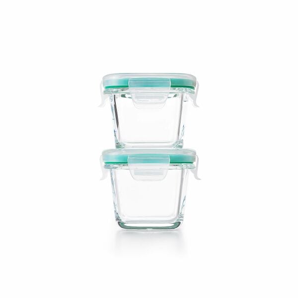 4 Piece Smart Seal Glass Mini Square Container Set U2