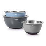 3-Piece Stainless Steel Mixing Bowl Set - Blue/Gray S2