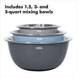 3-Piece Stainless Steel Mixing Bowl Set - Blue/Gray S2