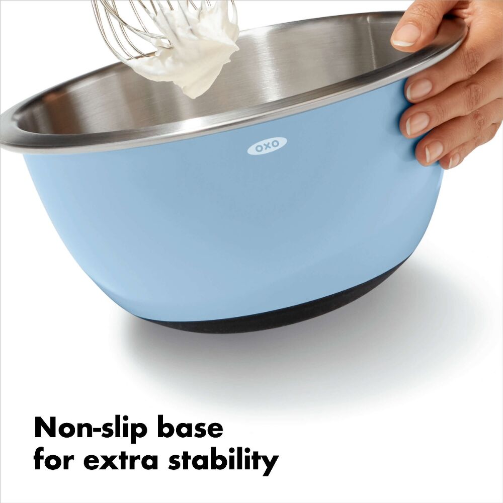 3-Piece Stainless Steel Mixing Bowl Set - Blue/Gray S2