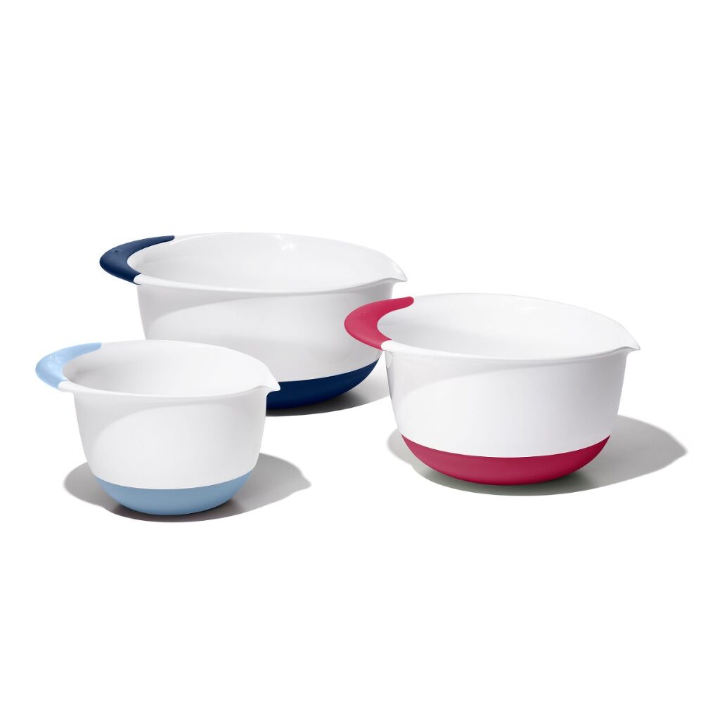 3 Piece Mixing Bowl Set New Colored Handles W0