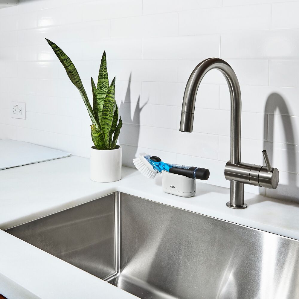 Soap Dispensing Dish Brush Storage Set A7