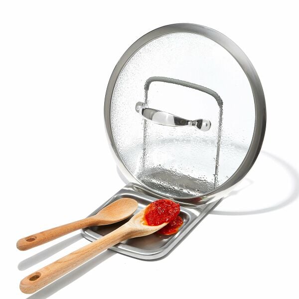 Stainless Steel Spoon Rest with Lid Holder E1