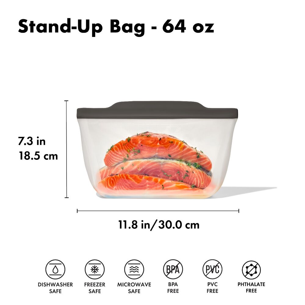 Outdoor Silicone Reusable Stand Up Bag Half Gallon (64 oz) L1