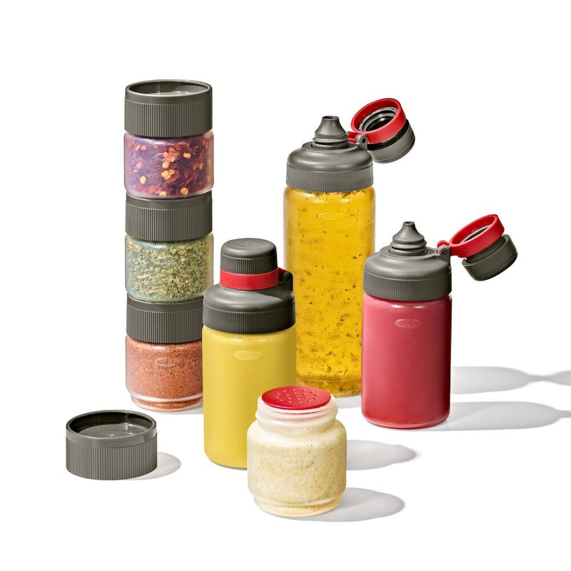 Outdoor 7-Piece Spice Shaker & Squeeze Bottle Set D6