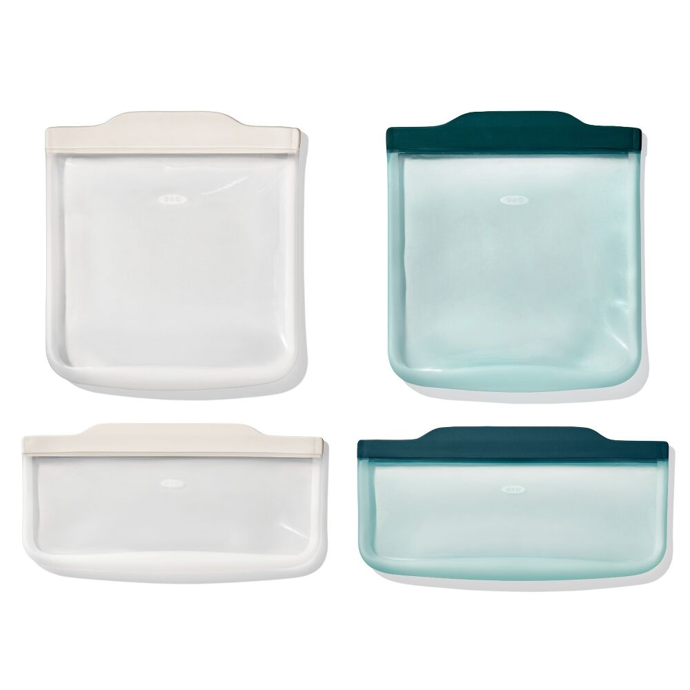 Silicone Reusable Bag -  4 Piece Lunch Set - Oat/Lagoon E2