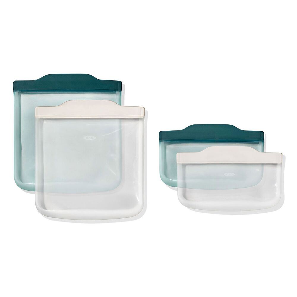Silicone Reusable Bag -  4 Piece Lunch Set - Oat/Lagoon E2
