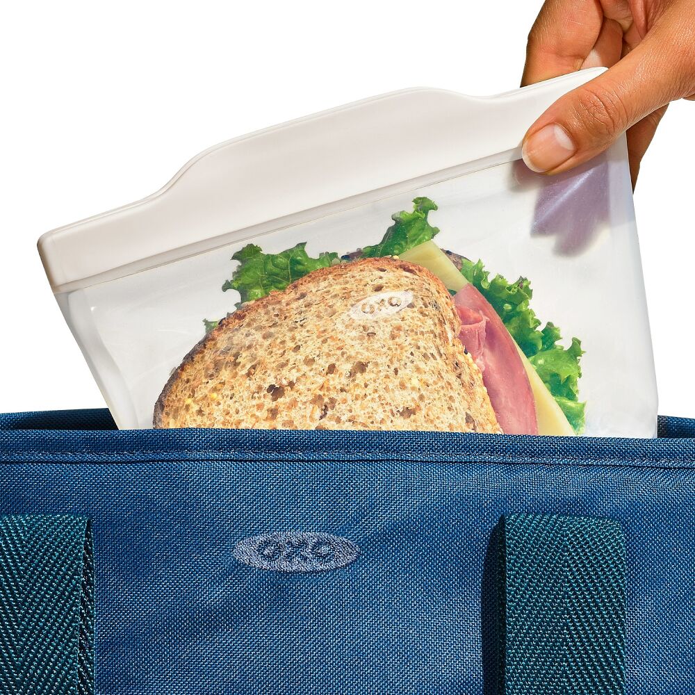 Silicone Reusable Bag -  4 Piece Lunch Set - Oat/Lagoon E2