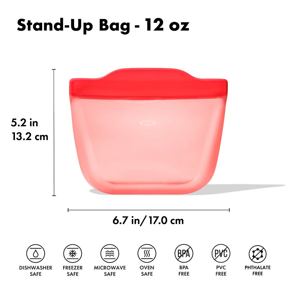 Silicone Reusable Bag - Stand-Up Snack (12 oz) – Watermelon O8