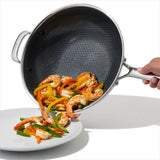 Trident Hybrid Non-Stick Stainless Steel 5 Qt Wok with Lid M7
