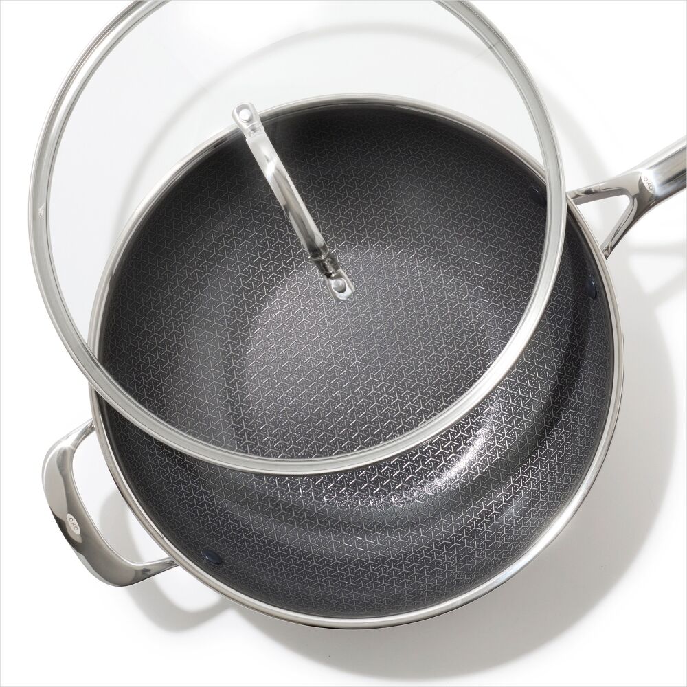 Trident Hybrid Non-Stick Stainless Steel 5 Qt Wok with Lid M7