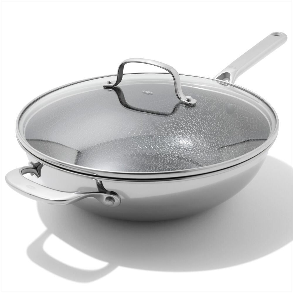 Trident Hybrid Non-Stick Stainless Steel 5 Qt Wok with Lid M7