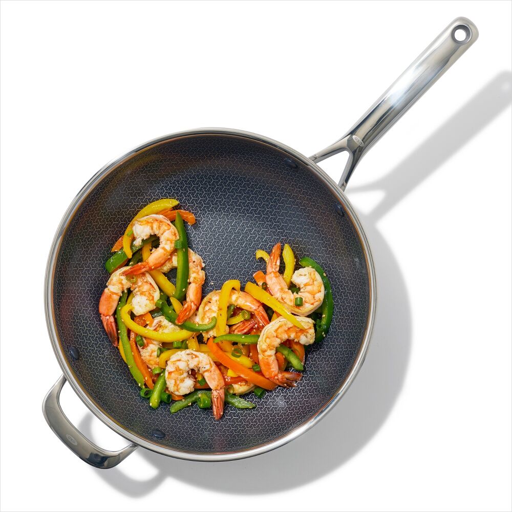 Trident Hybrid Non-Stick Stainless Steel 5 Qt Wok with Lid M7