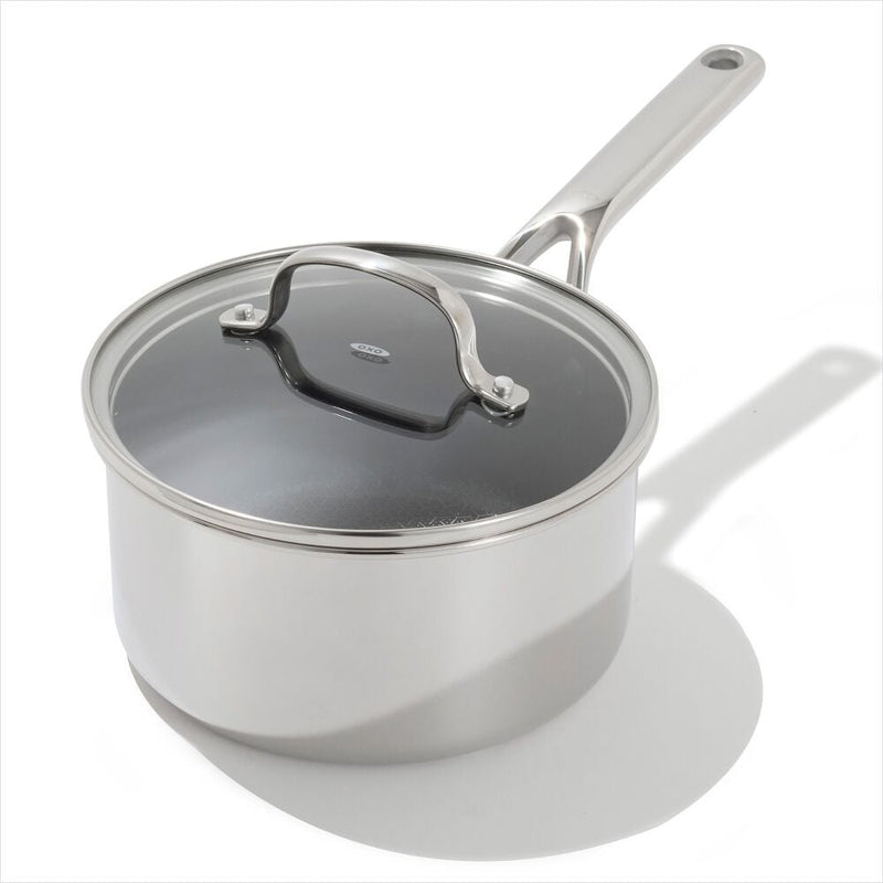 Trident Hybrid Non-Stick Stainless Steel 2.5 Qt Saucepan with Lid M9