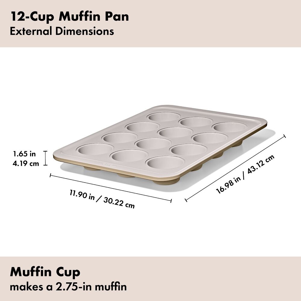 Non-Stick Pro Ceramic Coated Metal Bakeware 12 Cup Muffin Pan K0